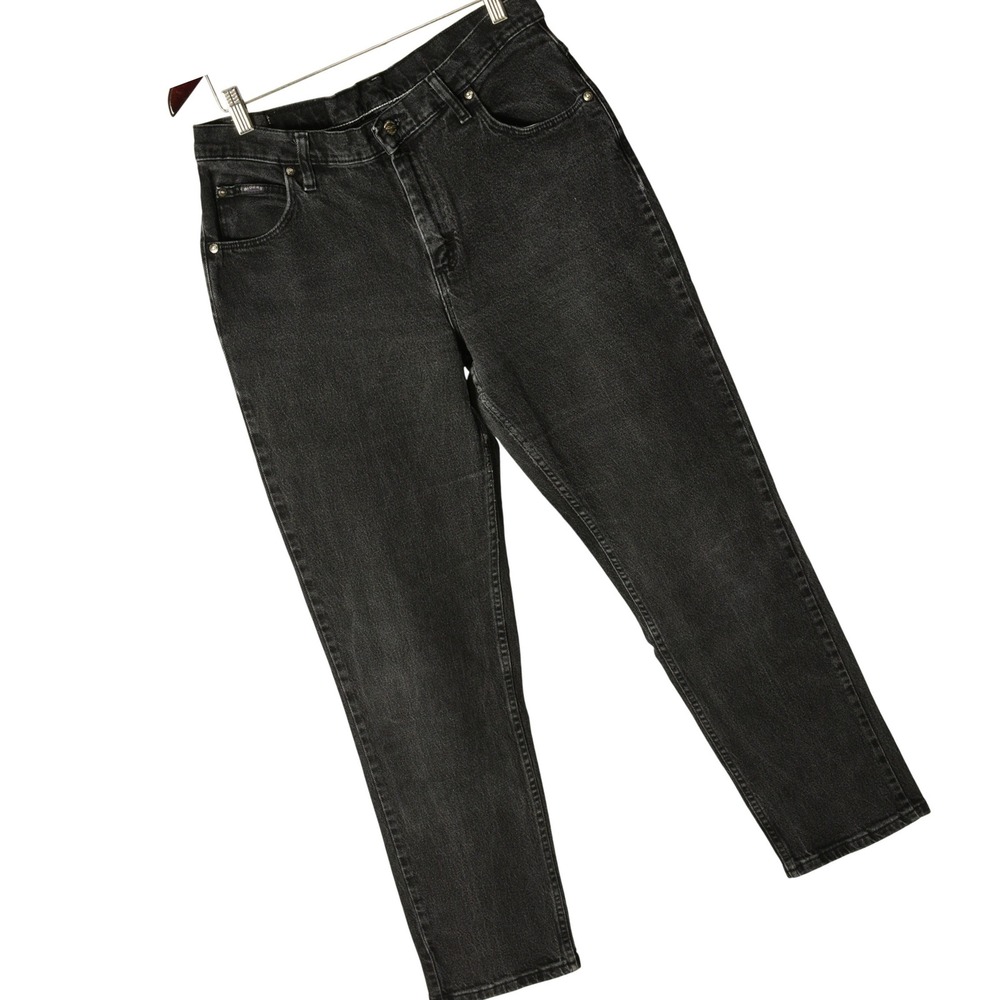 90s Vintage High Waist Straight Leg Jeans Womens 12 Black Stretch Denim Riders - Picture 3 of 9